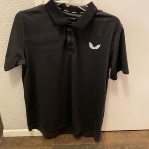 Mens Castore dark grey performancr polo.
